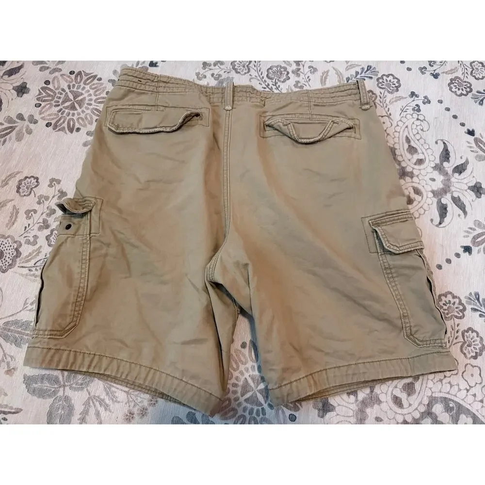 Hollister Mens Cargo Shorts 2PK Size 38 Khaki Heavy Cotton Utility Y2K Gorpcore